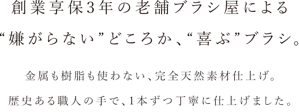 創業享保3年の老舗ブラシ屋による嫌がらないどころか喜ぶブラシ