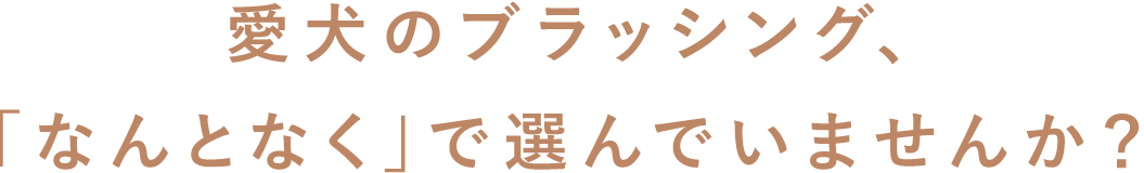 愛犬のブラッシングなんとなくで選んでいませんか？