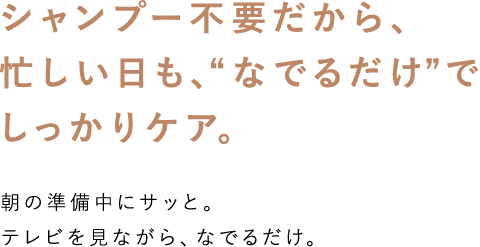 シャンプー不要だからなでるだけでしっかりケア