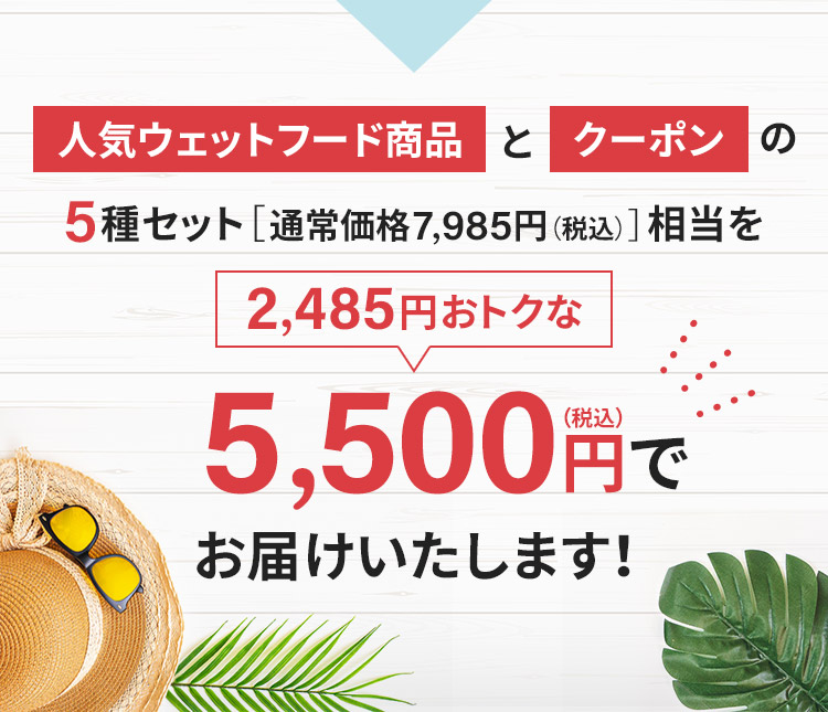 5種セット［通常価格8,225円（税込）］相当を5,500円（税込）でお届けいたします！